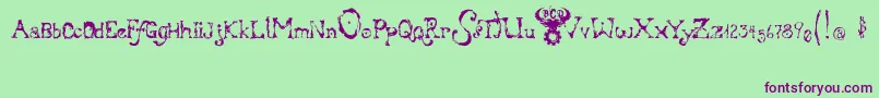 BloodyIrishBastard-Schriftart – Violette Schriften auf grünem Hintergrund