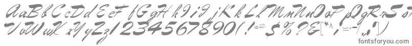 Gilberttext61Regular-fontti – harmaat kirjasimet valkoisella taustalla