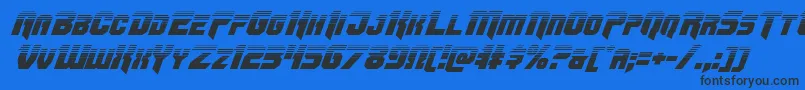 Omegaforcetwoital11 Font – Black Fonts on Blue Background