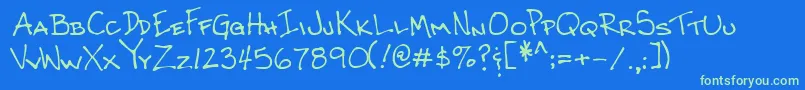 Lehn062フォントについての詳細 フォントLehn062 – 青い背景に緑のフォント
