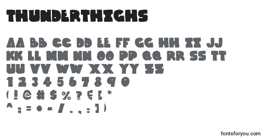 Шрифт ThunderThighs – алфавит, цифры, специальные символы
