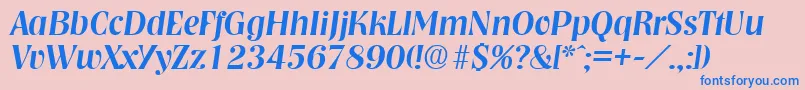 NashvilleMediumita Font – Blue Fonts on Pink Background