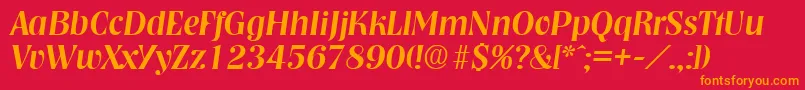 NashvilleMediumita Font – Orange Fonts on Red Background