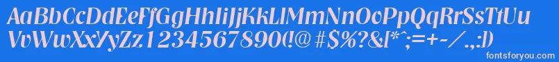 フォントNashvilleMediumita – ピンクの文字、青い背景