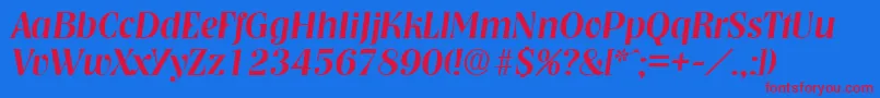 フォントNashvilleMediumita – 赤い文字の青い背景