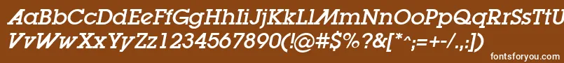 LugaadOblique-fontti – valkoiset fontit ruskealla taustalla