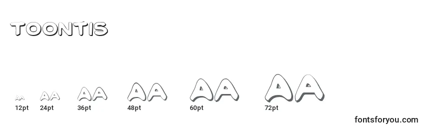 Toontis Font Sizes