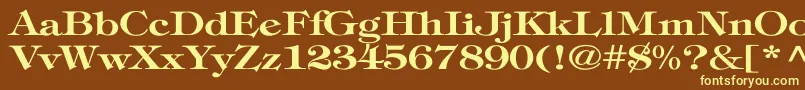 TiffanyBoldWd-fontti – keltaiset fontit ruskealla taustalla