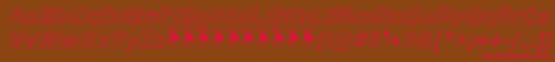LaPejinaFontItalicPersonalUse-Schriftart – Rote Schriften auf braunem Hintergrund