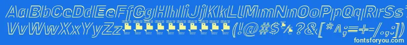 LaPejinaFontItalicPersonalUse Font – Yellow Fonts on Blue Background