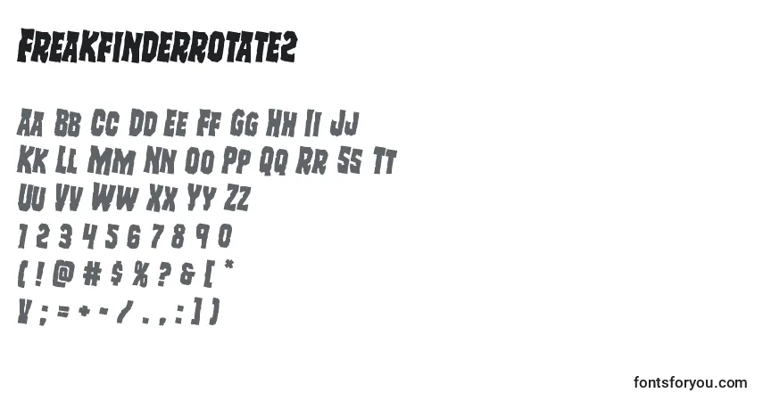 Czcionka Freakfinderrotate2 – alfabet, cyfry, specjalne znaki