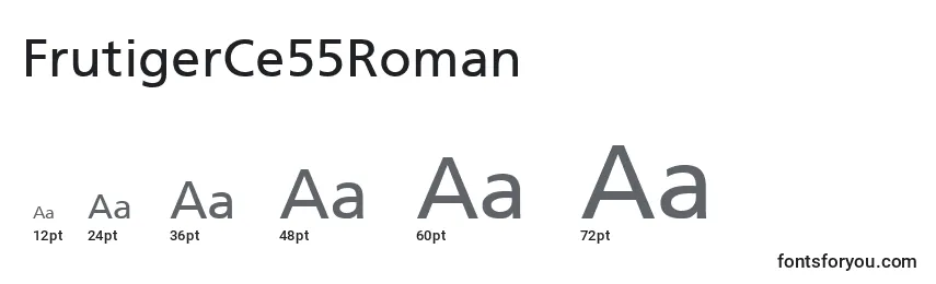 Größen der Schriftart FrutigerCe55Roman