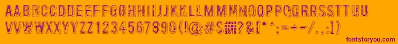49Birthdays-Schriftart – Violette Schriften auf orangefarbenem Hintergrund