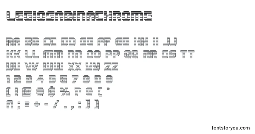 Schriftart Legiosabinachrome – Alphabet, Zahlen, spezielle Symbole