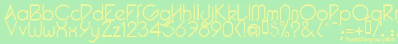 PacotillLight-fontti – keltaiset fontit vihreällä taustalla