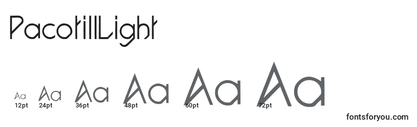 PacotillLight Font Sizes