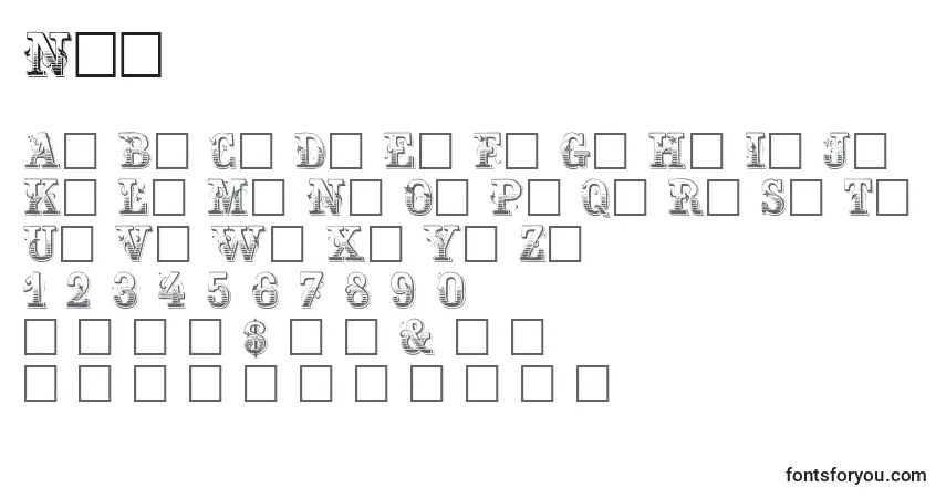 A fonte Ncr – alfabeto, números, caracteres especiais