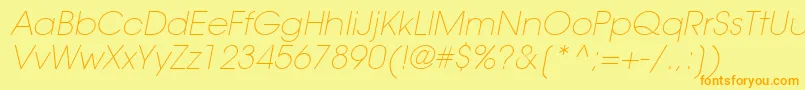 ItcAvantGardeGothicLtExtraLightOblique Font – Orange Fonts on Yellow Background