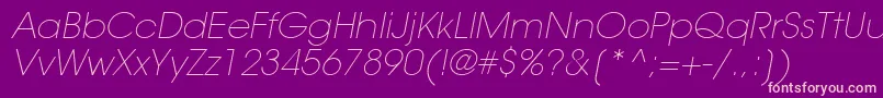 ItcAvantGardeGothicLtExtraLightOblique Font – Pink Fonts on Purple Background