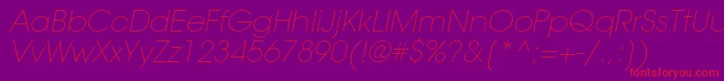 ItcAvantGardeGothicLtExtraLightOblique Font – Red Fonts on Purple Background