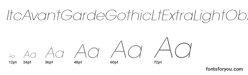 ItcAvantGardeGothicLtExtraLightOblique Font Sizes