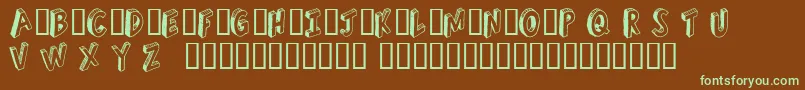 フォントRefusetr – 緑色の文字が茶色の背景にあります。