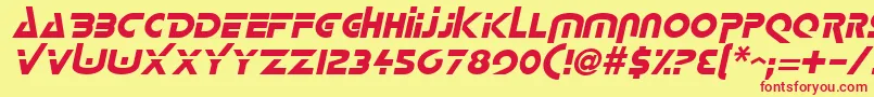 LogashItalic-Schriftart – Rote Schriften auf gelbem Hintergrund