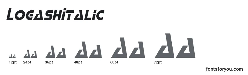 Размеры шрифта LogashItalic