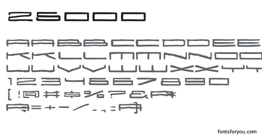 Schriftart 25000 – Alphabet, Zahlen, spezielle Symbole