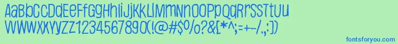 Justaword Font – Blue Fonts on Green Background