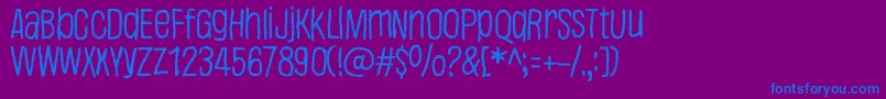 Justaword Font – Blue Fonts on Purple Background