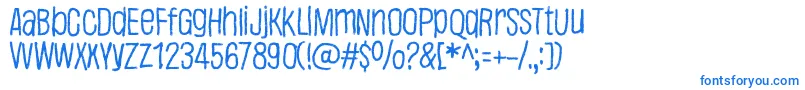 Justaword-Schriftart – Blaue Schriften auf weißem Hintergrund