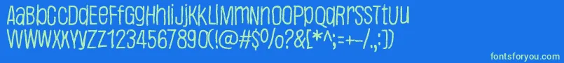 Justaword Font – Green Fonts on Blue Background