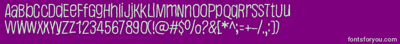 Justaword-fontti – vihreät fontit violetilla taustalla