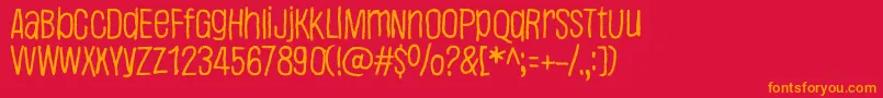 Justaword Font – Orange Fonts on Red Background