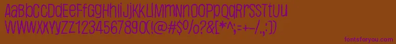 Justaword-fontti – violetit fontit ruskealla taustalla
