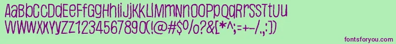 Justaword-fontti – violetit fontit vihreällä taustalla