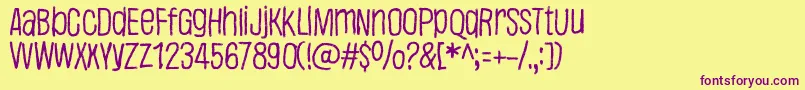 Justaword-fontti – violetit fontit keltaisella taustalla