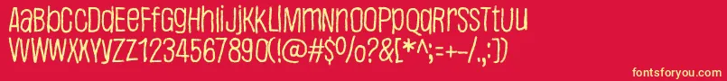 Justaword Font – Yellow Fonts on Red Background