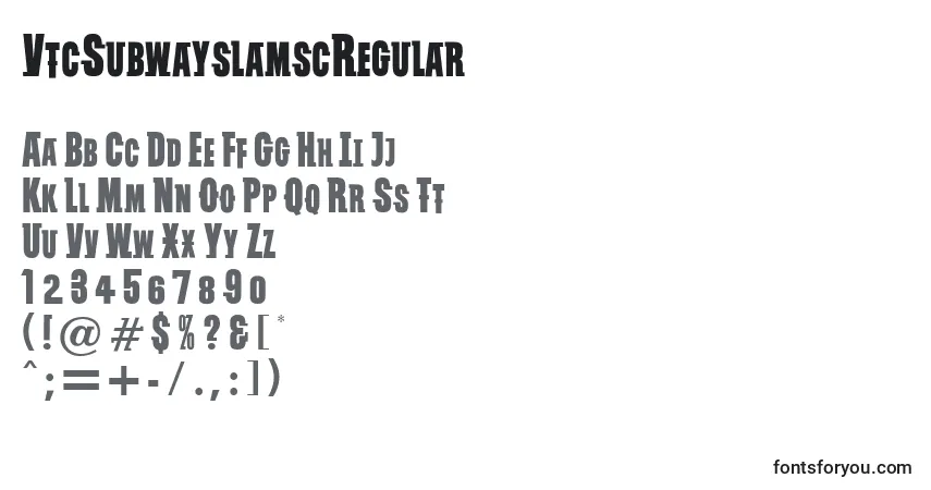 Schriftart VtcSubwayslamscRegular – Alphabet, Zahlen, spezielle Symbole