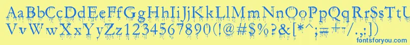 SfGushingMeadow Font – Blue Fonts on Yellow Background