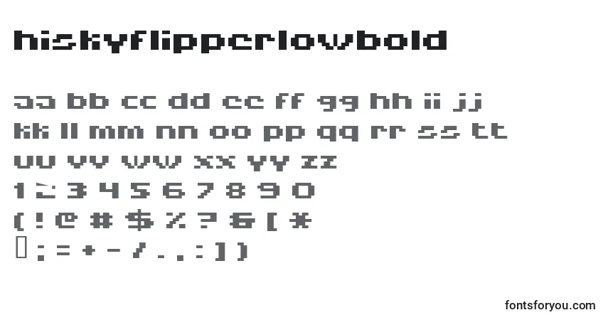 A fonte Hiskyflipperlowbold – alfabeto, números, caracteres especiais