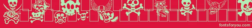 TetDeMor-Schriftart – Grüne Schriften auf rotem Hintergrund