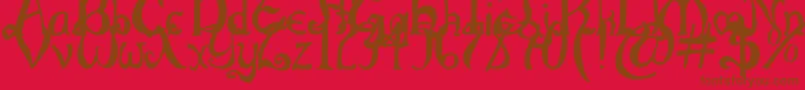 ThrorianCommonface-Schriftart – Braune Schriften auf rotem Hintergrund