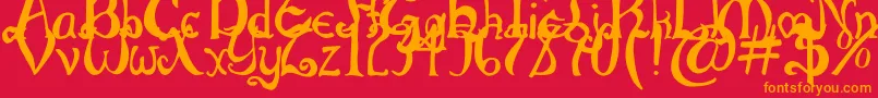 ThrorianCommonface-Schriftart – Orangefarbene Schriften auf rotem Hintergrund
