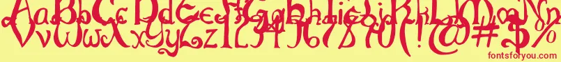 ThrorianCommonface-Schriftart – Rote Schriften auf gelbem Hintergrund