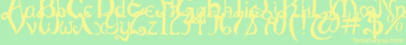 フォントThrorianCommonface – 黄色の文字が緑の背景にあります