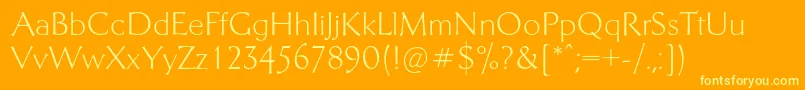 Telingaterdisplayc-Schriftart – Gelbe Schriften auf orangefarbenem Hintergrund