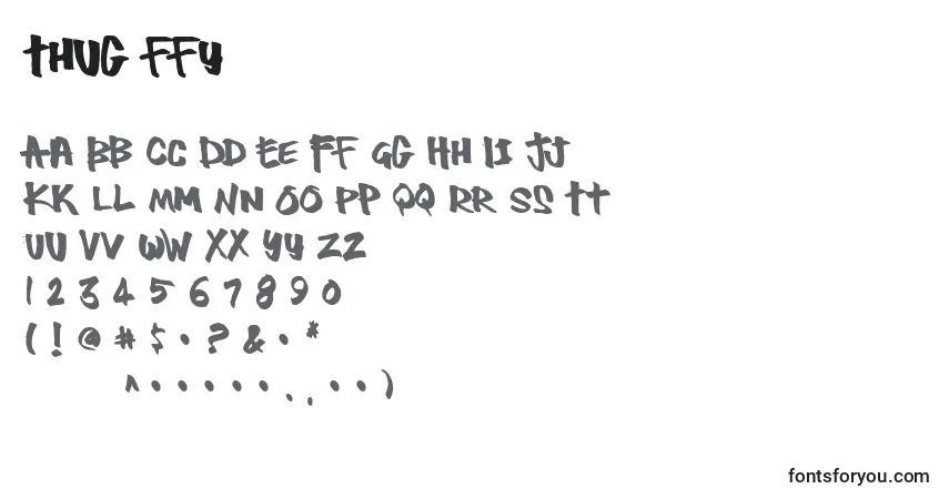 A fonte Thug ffy – alfabeto, números, caracteres especiais