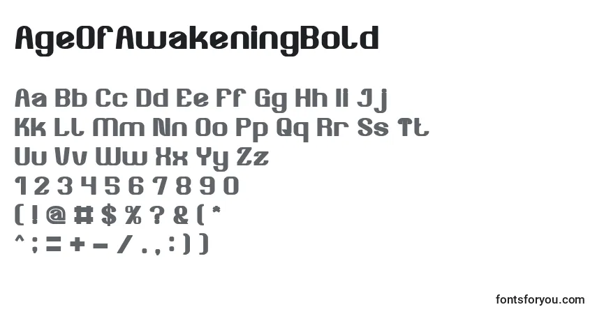 AgeOfAwakeningBoldフォント–アルファベット、数字、特殊文字